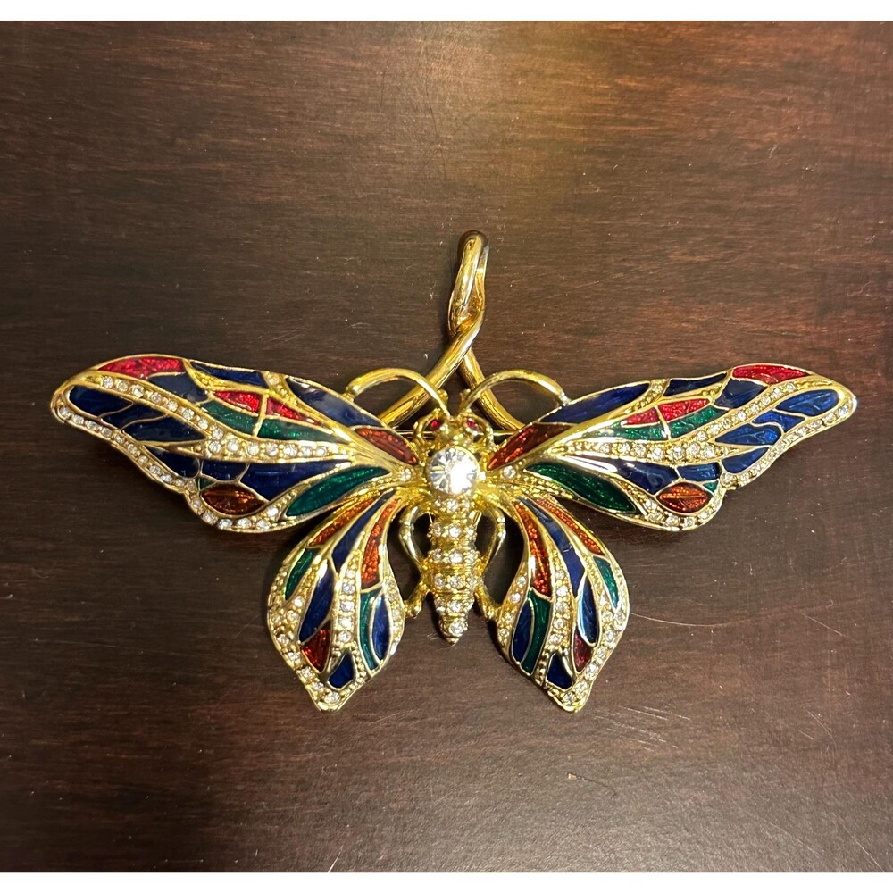 Vintage JBK Camrose & Kross Jacqueline Kennedy Enamel Butterfly Brooch Pendant